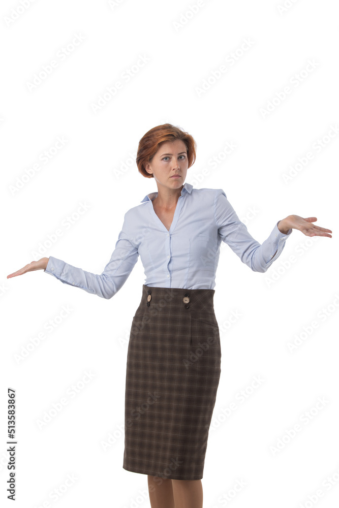 Business woman shrug shoulders Business woman shrug shoulders