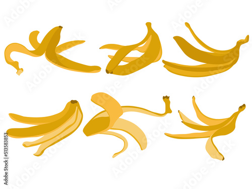 banana peels set, garbage or substance for recycling