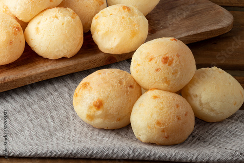 Pile of cheese bread (pão de queijo).