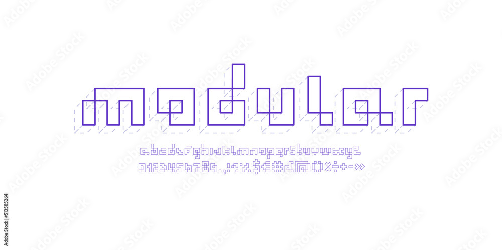 Pixel font, violet alphabet made in gray dotted line 3d style, vector illustration 10EPS Pixel font, violet alphabet made in gray dotted line 3d style, vector illustration 10EPS