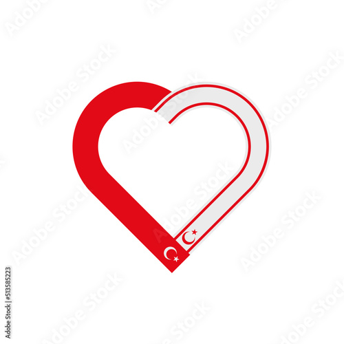 unity concept. heart ribbon icon of turkey and northern cyprus flags. vector illustration isolated on white background
