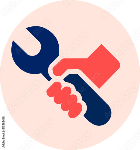 repair service icon logo with hand holding key symbol