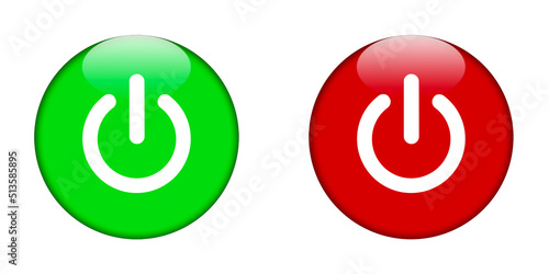 Button grün + rot mit Power on Symbol key Taste 