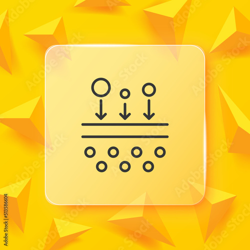 Skin protection line icon. Moisturizing, caring cosmetics, arrows, external factors, acne, pores, contamination. Personal care concept. Glassmorphism. Vector line icon for Business and Advertising