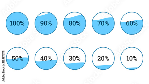 Modern percentage infographics object set in shape of flat blue loading circle