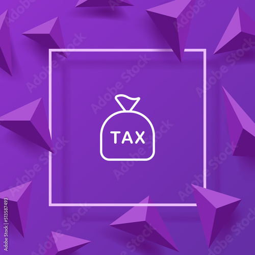 Bag with tax sign line icon. Money, taxpayer, pay, currency, payment, fee, financial management, expences, savings. Business concept. Vector line icon for Business and Advertising