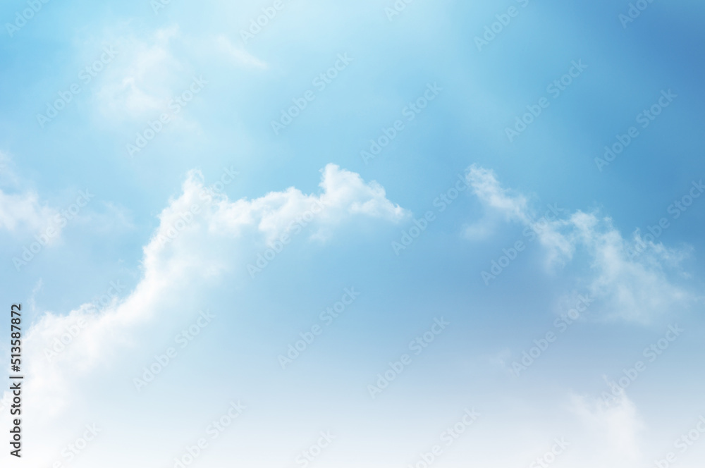 Fototapeta premium Blue sky with white cloud. The summer heaven is colorful clearing day Good weather and beautiful nature in the morning.