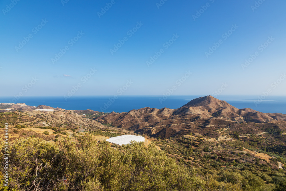 View of the seascape on the island of Crete in Greece