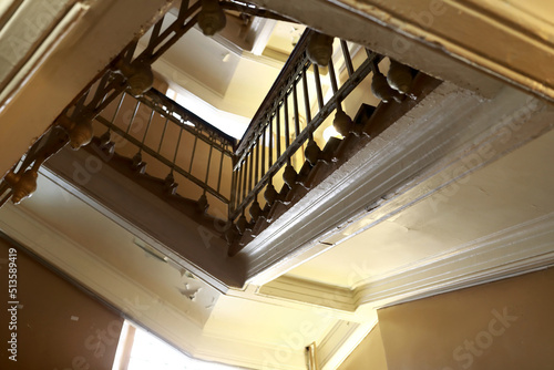 View of staircase of old house
