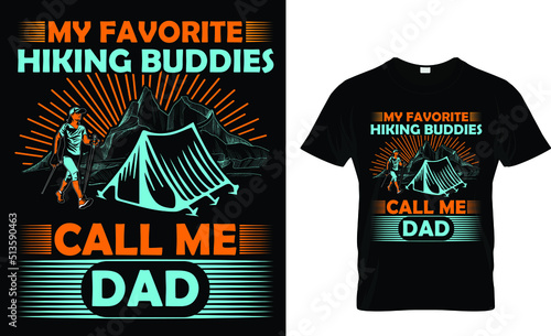 New and creative Hiking T-Shirt Design Template. photo