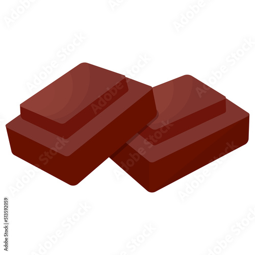 Two pieces of chocolate. 