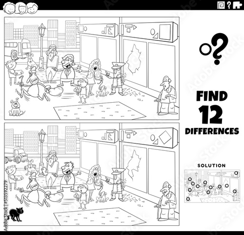 differences game with situation in the city coloring page