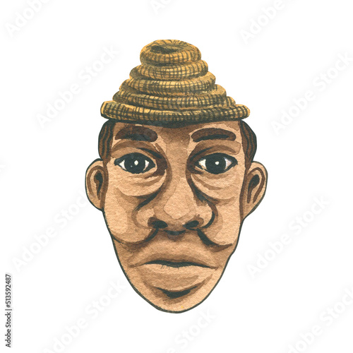 Photography Clay mask of a black man in a hat