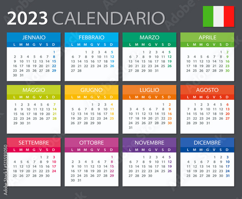 2023 Calendar Italian - vector illustration - Italian version