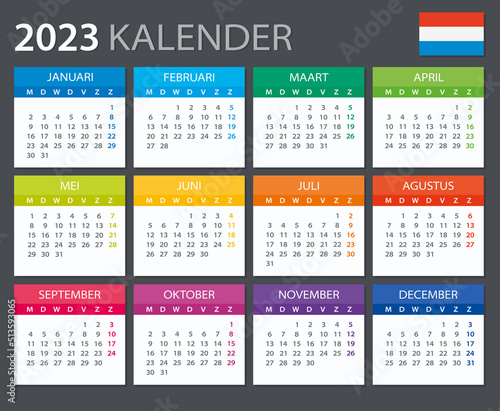 2023 Calendar Dutch version - vector illustration