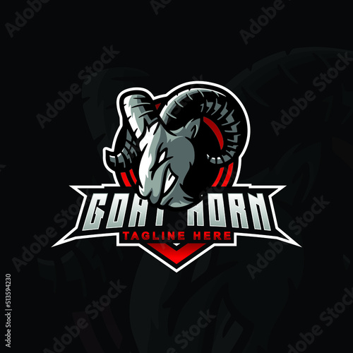 Illustration of goat logo with horns, suitable for sports logos, t-shirt designs and product identities, others. vector logo.