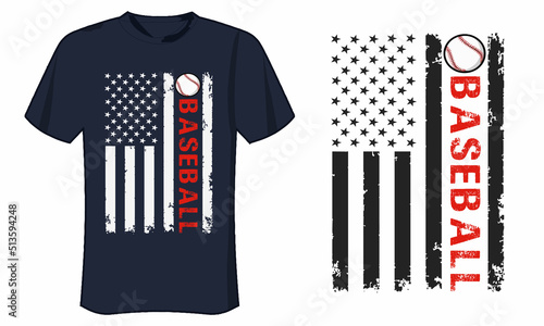 Baseball USA Flag T Shirt Design