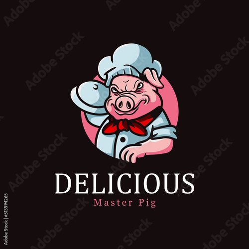 Logo illustration of a pig chef  suitable for food logos  t-shirt designs and product identities  others.