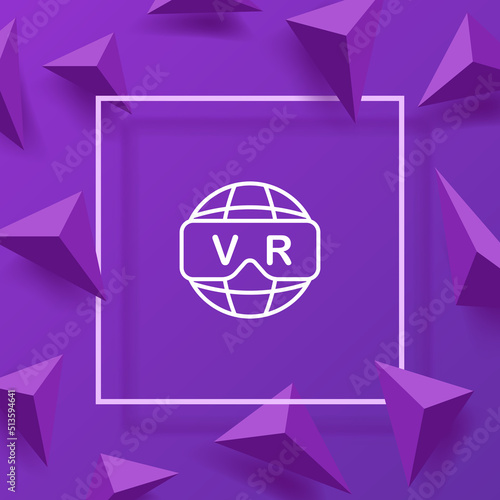 VR glasses with planet line icon. Virtual reality, watch, technology, viewing angle, 360 degrees, view, play, game, gamer, computer. Metaverse concept. Vector line icon for Business and Advertising