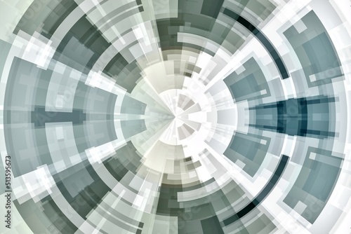 Gray  blue  and green abstract technology circle tunnel background.