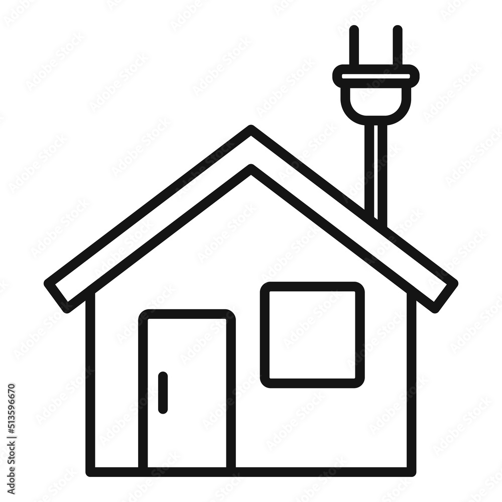 Eco house energy icon outline vector. Save electric Eco house energy icon outline vector. Save electric