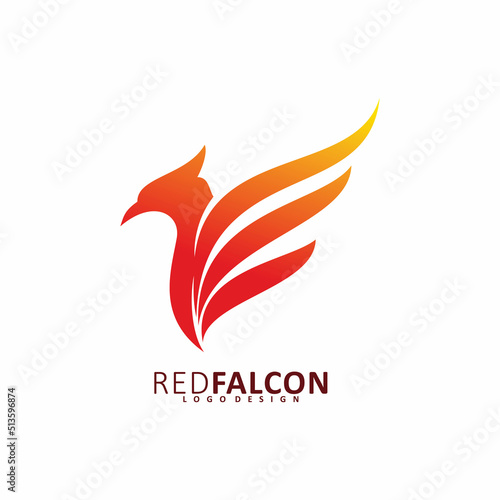 red flame falcon logo design © adi