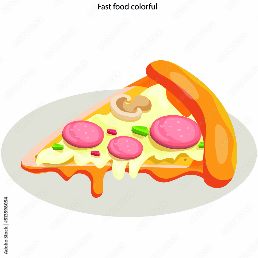 Fast food icons colorful 3d sketch Fast food icons colorful 3d sketch