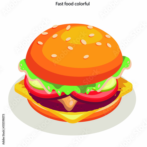 Fast food icons colorful 3d sketch