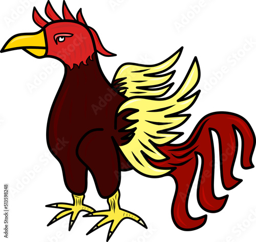 Catoon rooster isolated on white background