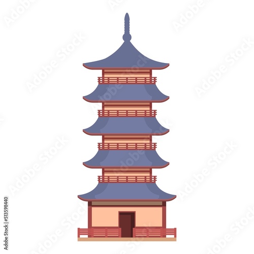 Ancient pagoda icon cartoon vector. China building. City temple