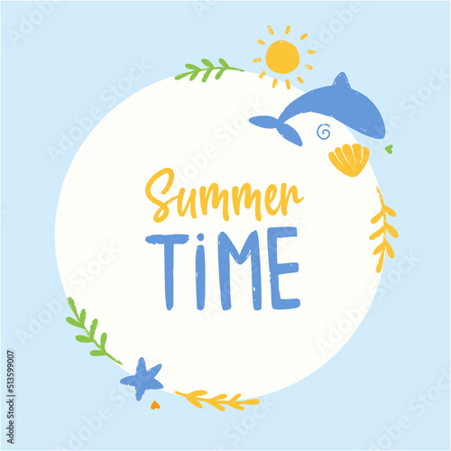 template text circle with nautical elements
