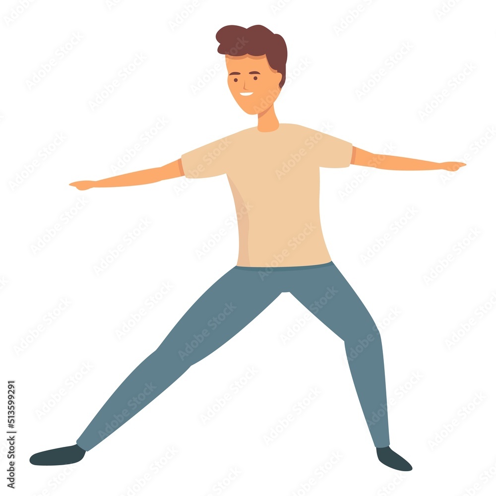 Stretch exercise icon cartoon vector. Sport school. Kid education Stretch exercise icon cartoon vector. Sport school. Kid education