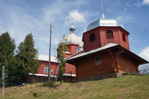 Wooden orthodox church in the Carpathian mountains in ukraine.