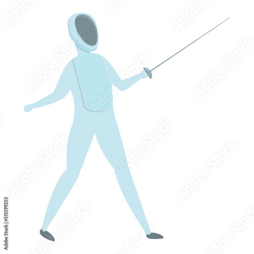 Fencing training icon cartoon vector. Kid education. Sport school