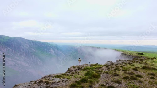 Wallpaper Mural Cloud formation in the Aksu canyon of the Zhabagly reserve, Kazakhstan Almaty. Fabulous landscape of spring colorful canyon from bird's eye view Torontodigital.ca