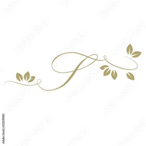 Gold foliage, script letter s