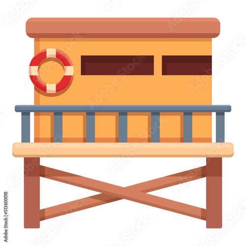 Lifeguard beach house icon cartoon vector. Life guard. Water ocean