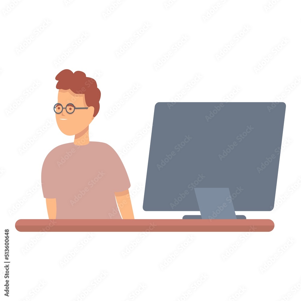 Digital classroom icon cartoon vector. Child learn. Internet school Digital classroom icon cartoon vector. Child learn. Internet school