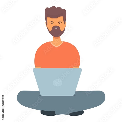 Laptop sys admin icon cartoon vector. Server engineer. Information repair