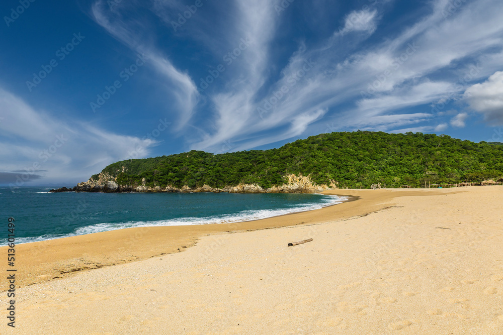 Huatulco bays - Cacaluta beach. Secret beach in Mexico only acessible by a trail in the jungle