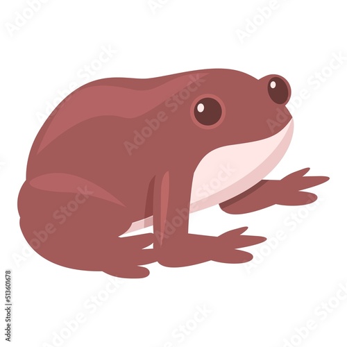 Red frog icon cartoon vector. Cute toad. Animal jump