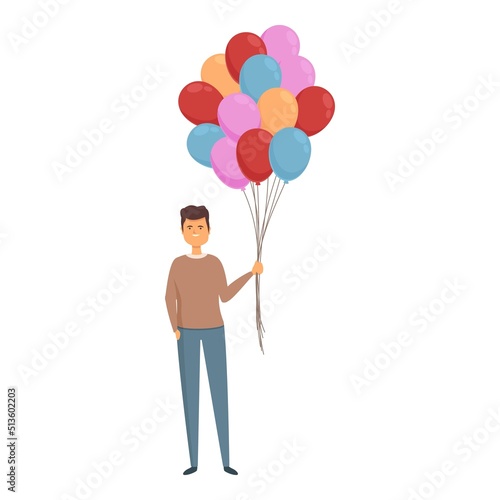 Balloon seller worker icon cartoon vector. Street man. Sell happy