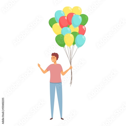 Happy balloon shop icon cartoon vector. Street selling. Garden amusement