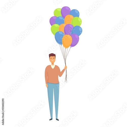 Acrobat balloon seller icon cartoon vector. Street selling. Happy man