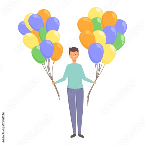 Balloon seller icon cartoon vector. Street seller. Garden performer