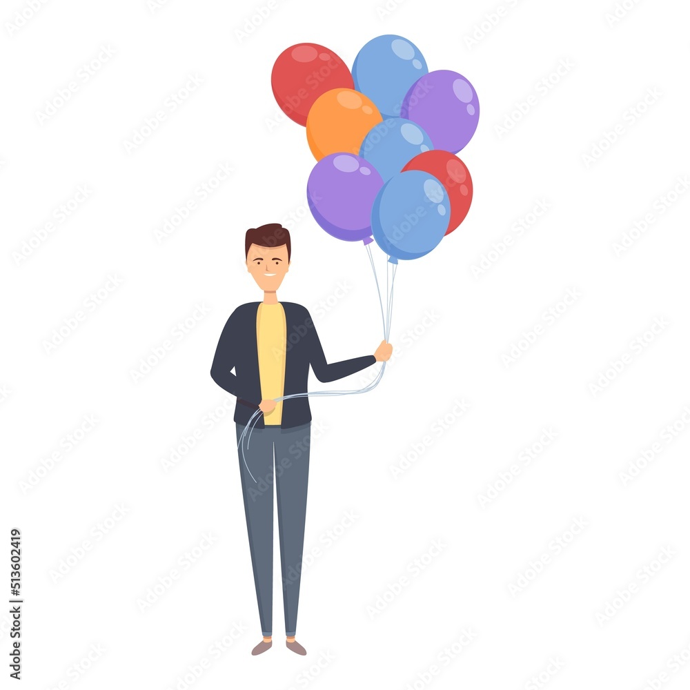 Cute balloon seller icon cartoon vector. Street man. Sell performer Cute balloon seller icon cartoon vector. Street man. Sell performer