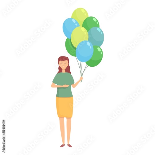 Girl balloon seller icon cartoon vector. Street selling. Sell shop