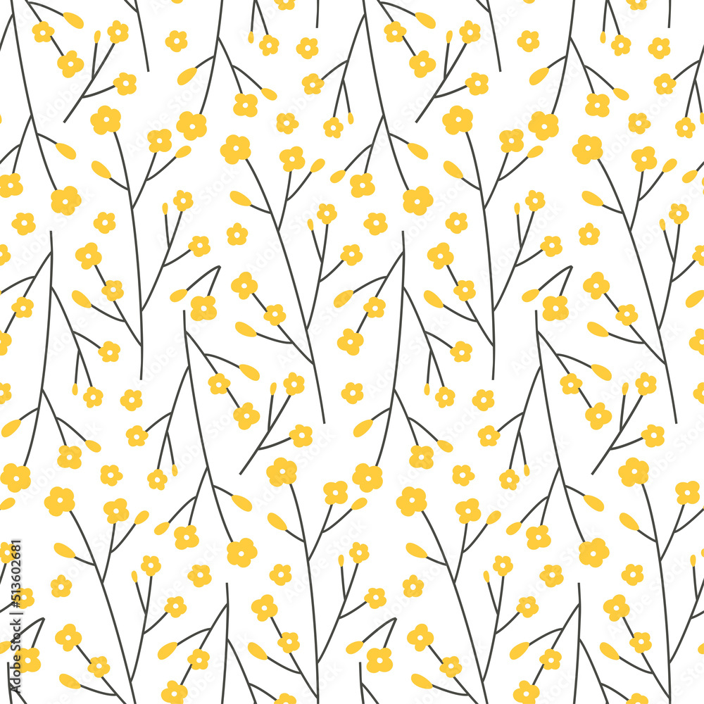 Seamless pattern with сartoon flowers.