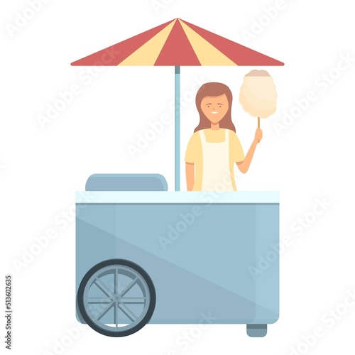 Cart food icon cartoon vector. Street truck. Store cream