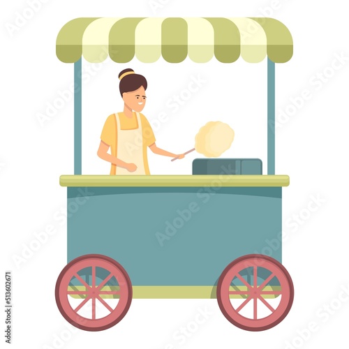 Candy shop cart icon cartoon vector. Food seller. Sweet machine